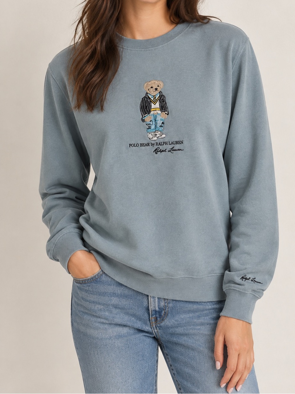 Polo by Ralph Lauren Bear Crewneck Sweater - Pale Blue Unisex